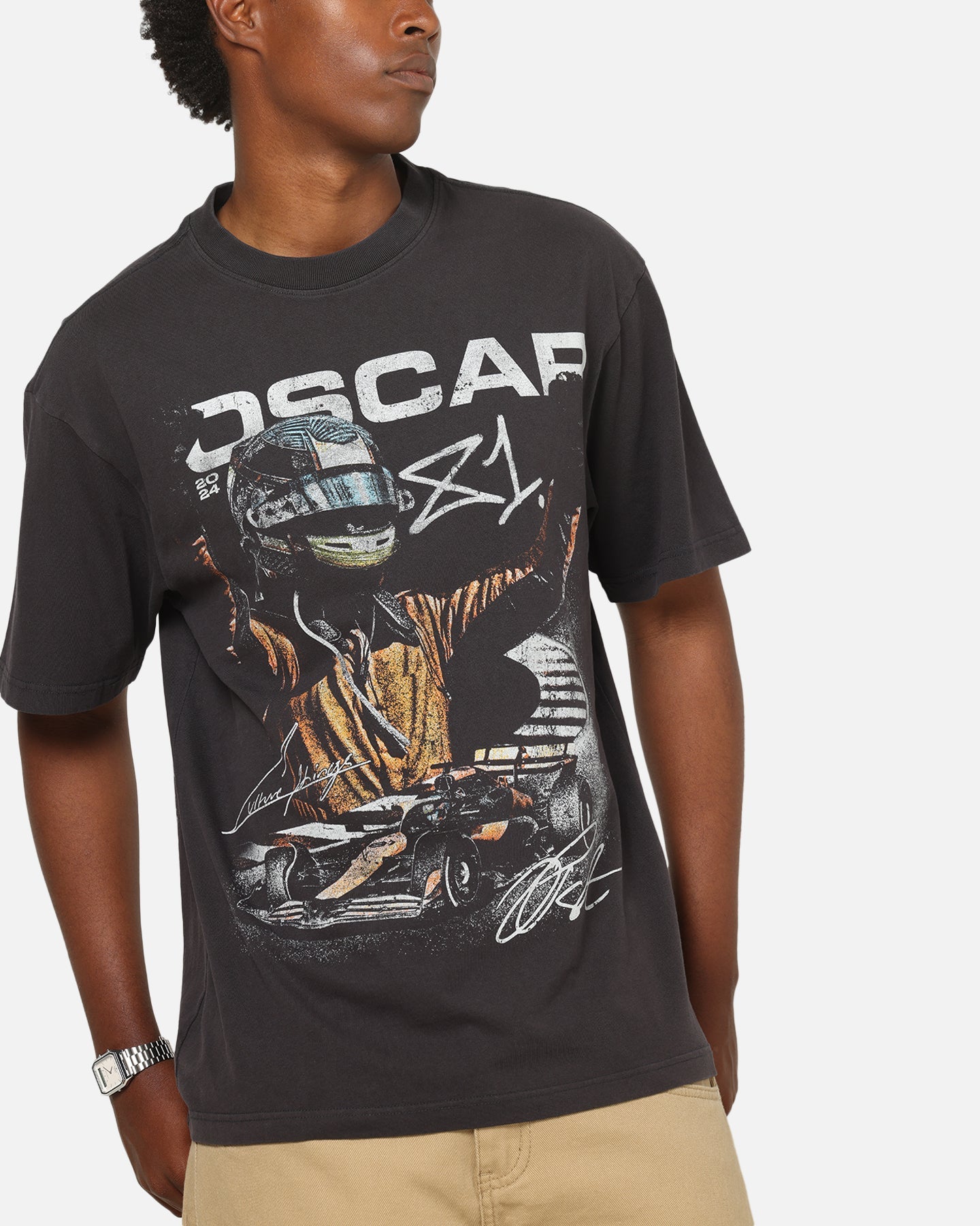 Mitchell & Ness X Mclaren Oscar Piastri Victory T-Shirt Faded Black