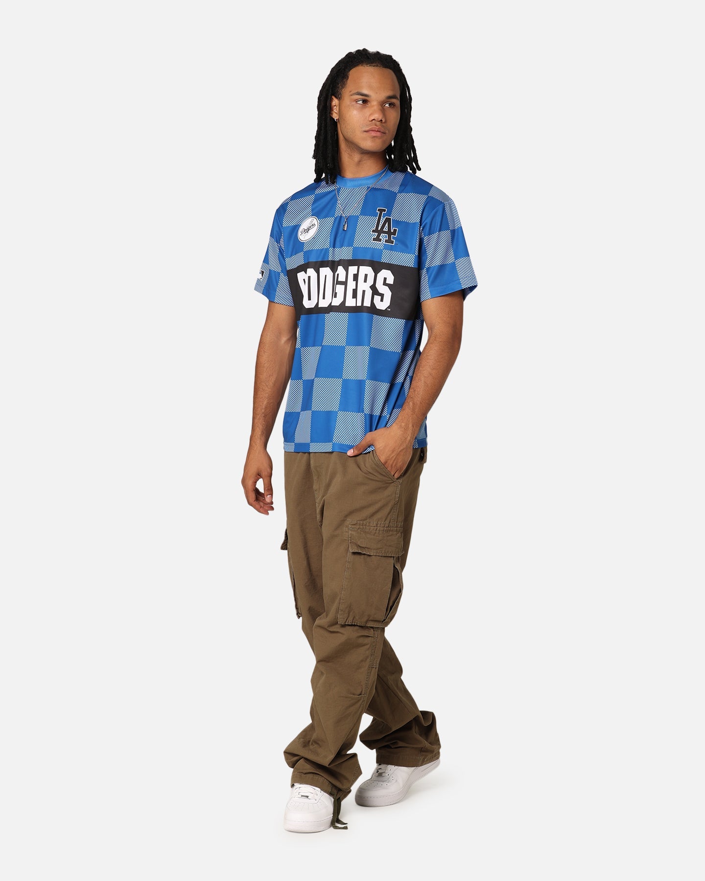 Majestic Athletic Los Angeles Dodgers Team Line Checkered Jersey White/Royal