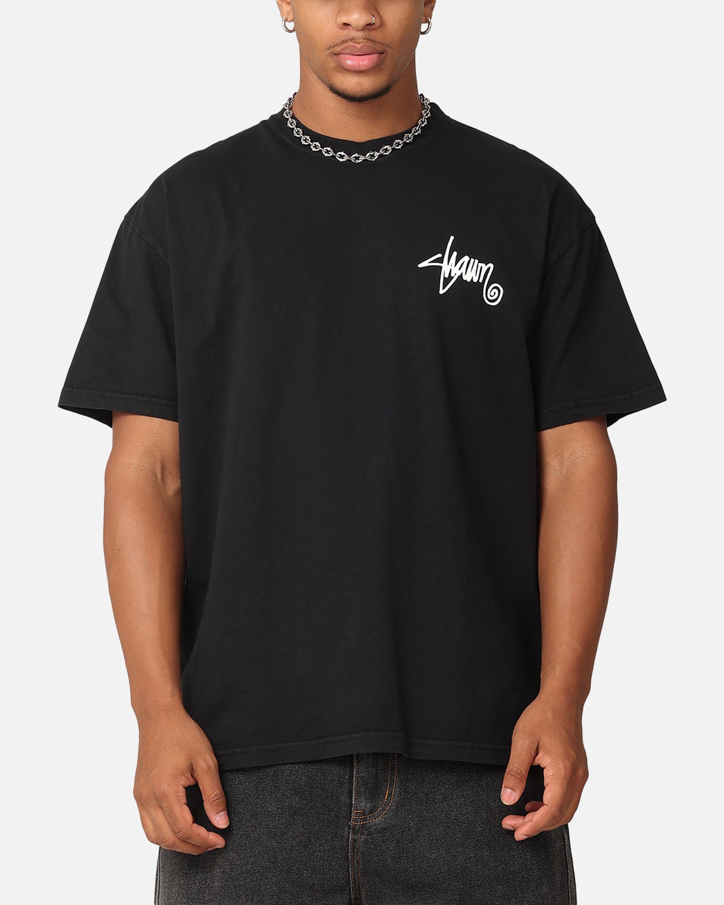 S Double Roots Dot T-Shirt Washed Black