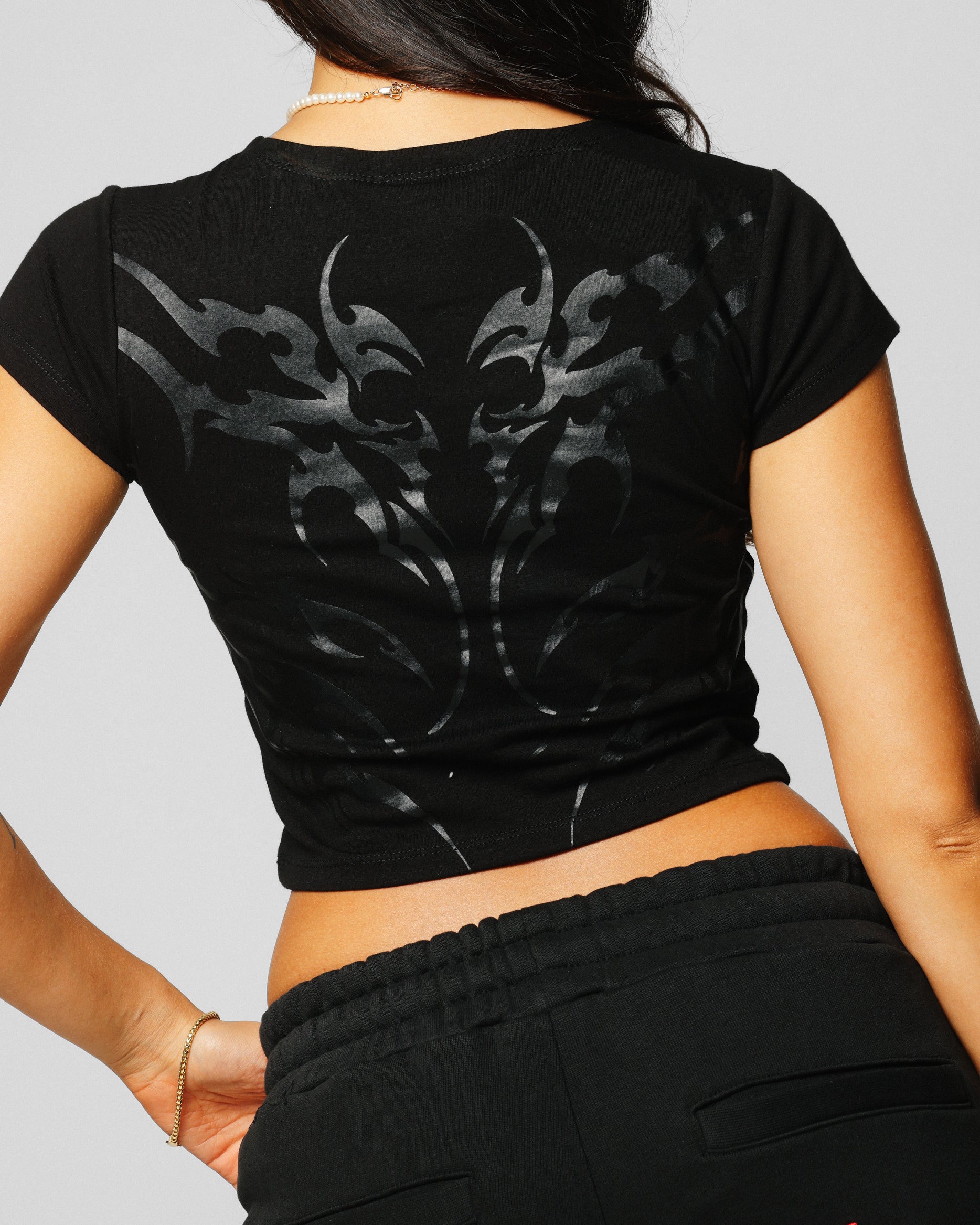 Ed Hardy Women's Techno Baby T-Shirt Vintage Black