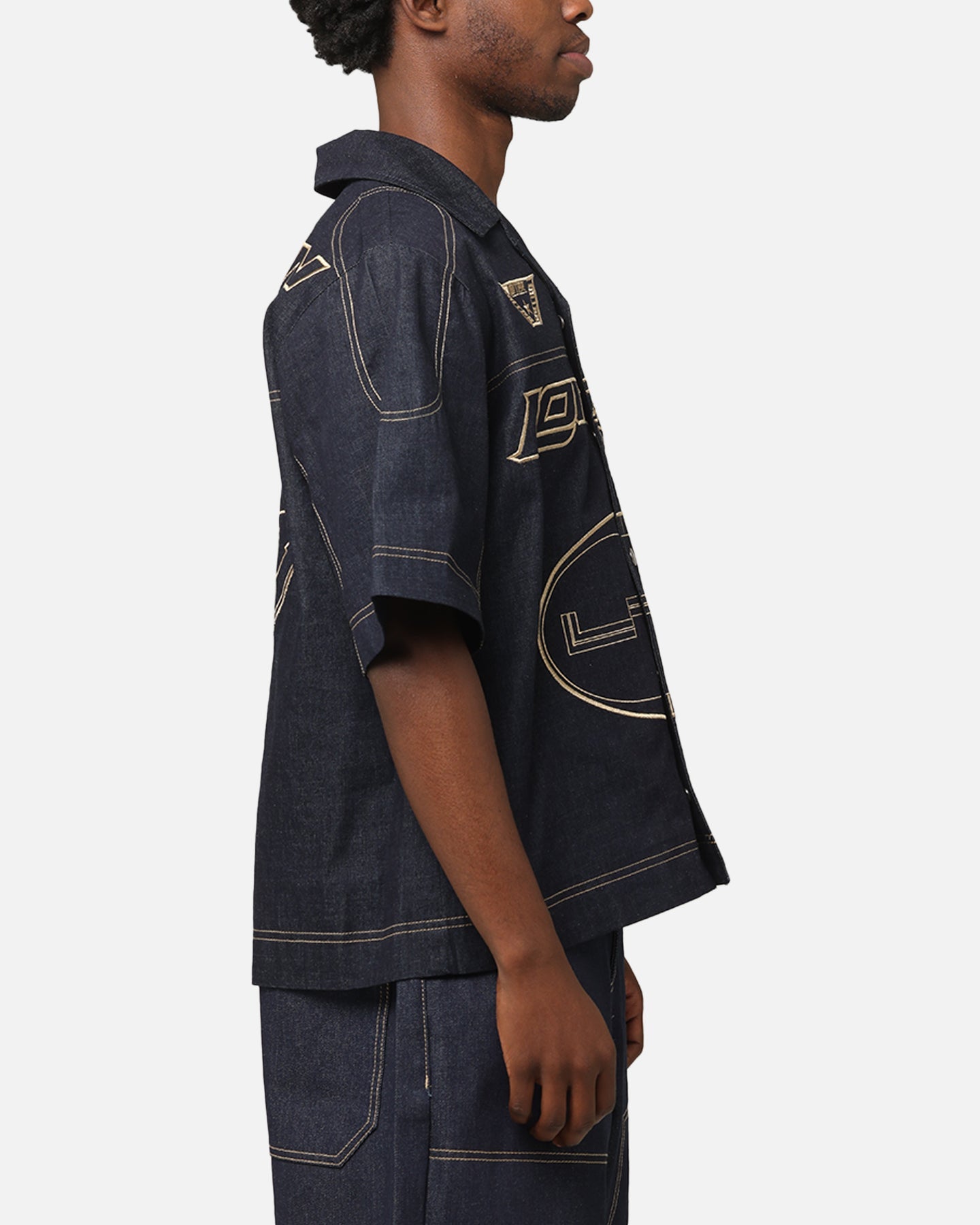 Loiter Motor Denim Button Up Shirt Indigo