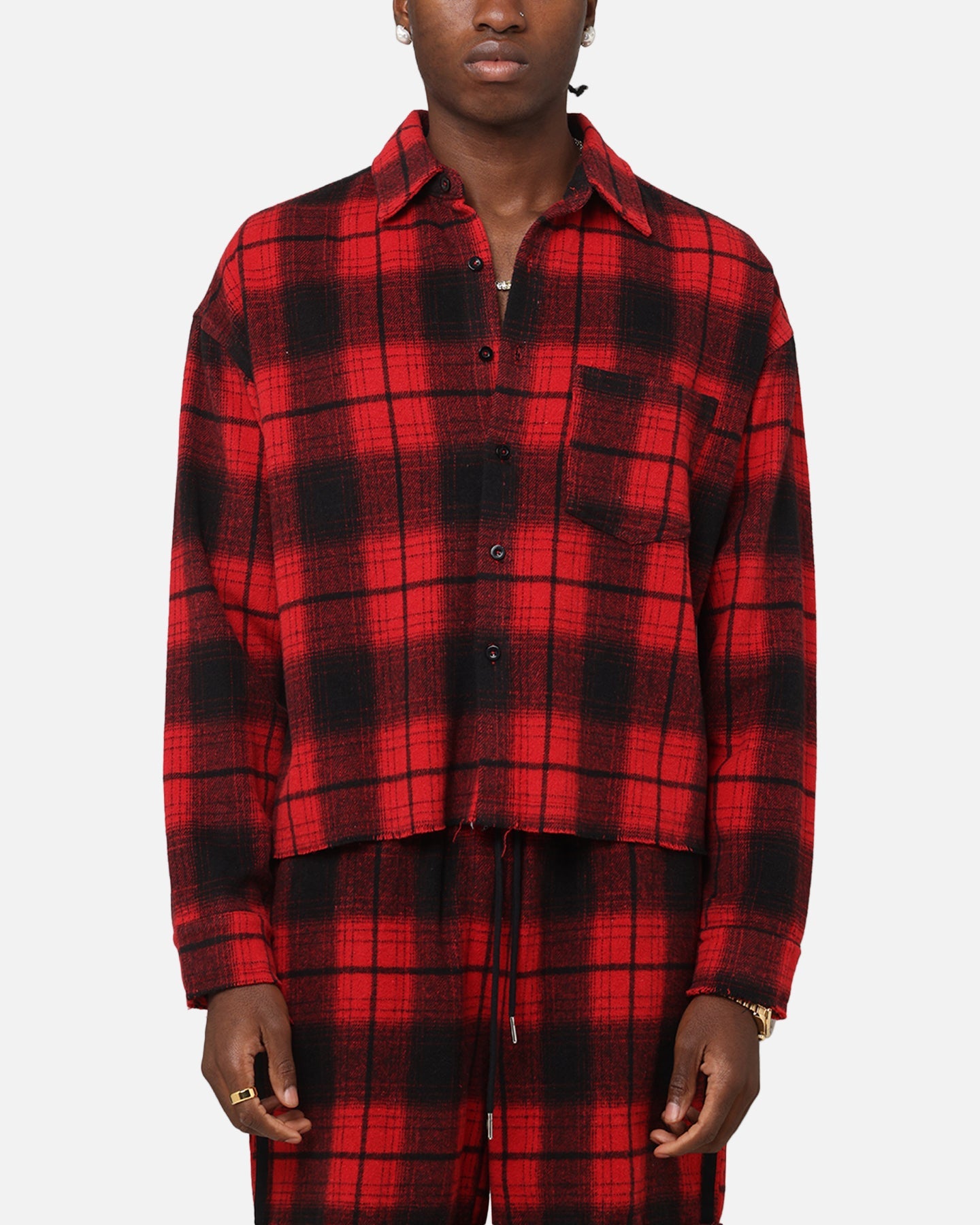 XXIII Plaid Long Sleeve Overshirt Red