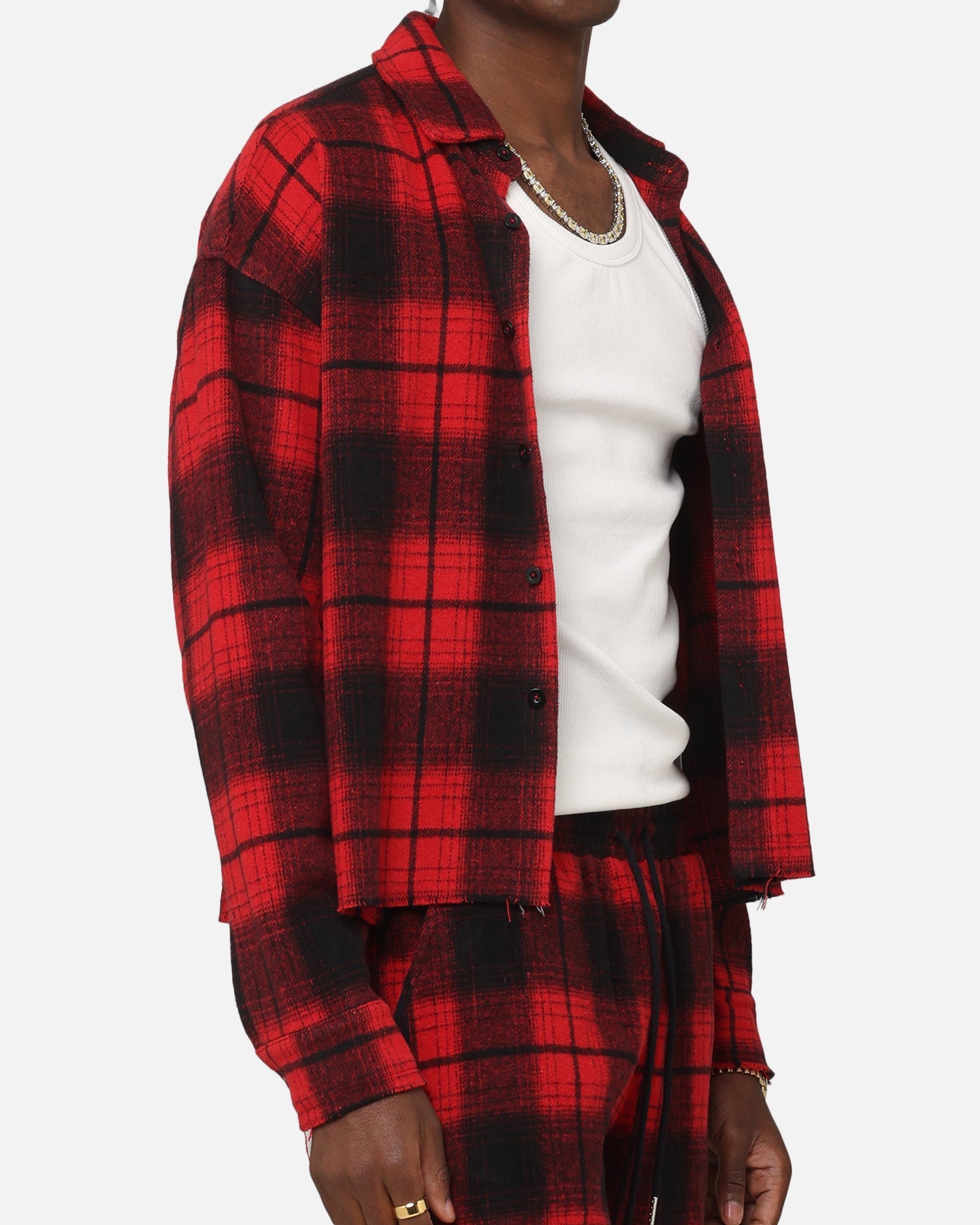 XXIII Plaid Long Sleeve Overshirt Red