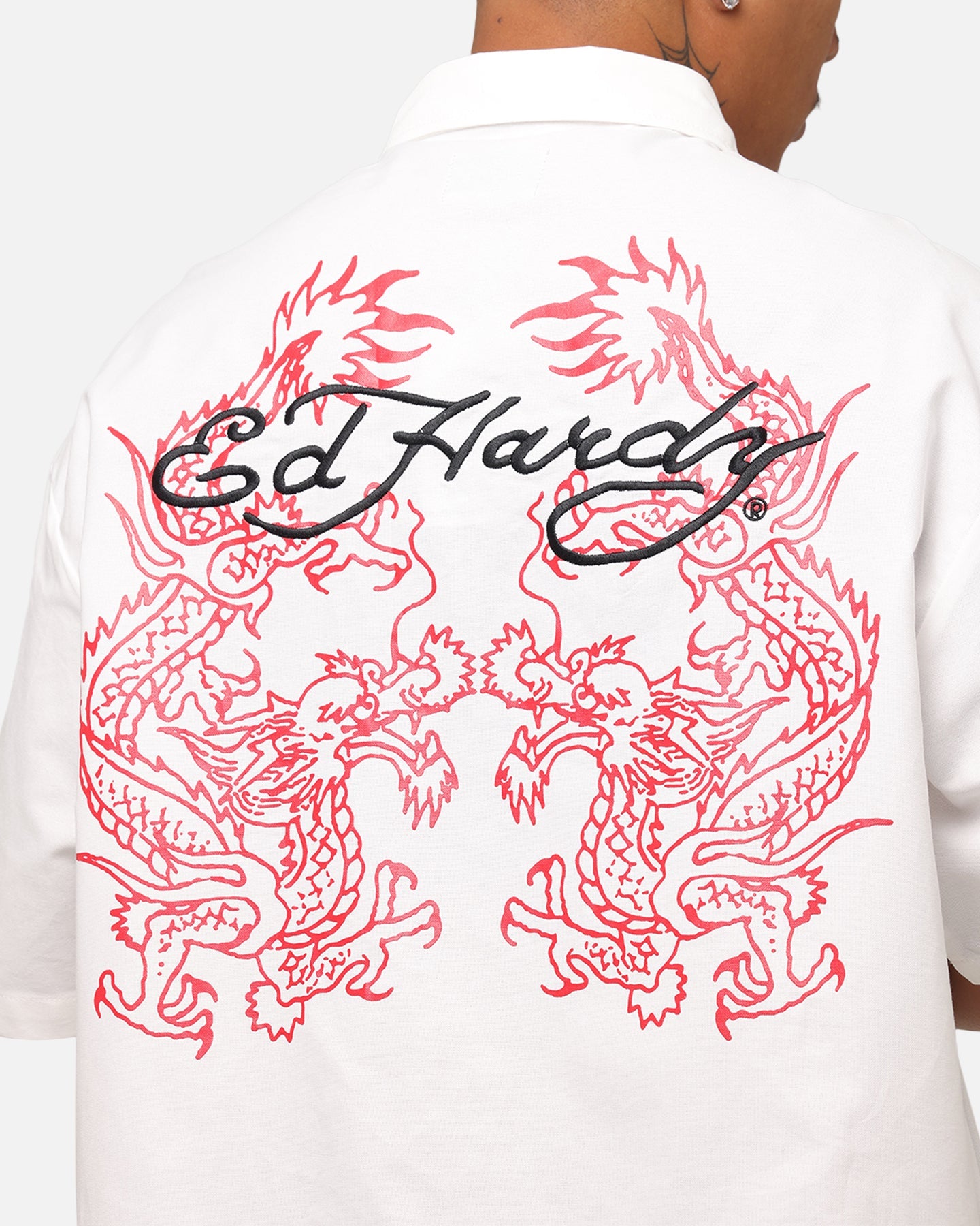 Ed Hardy Dragon Zip Shirt Off White