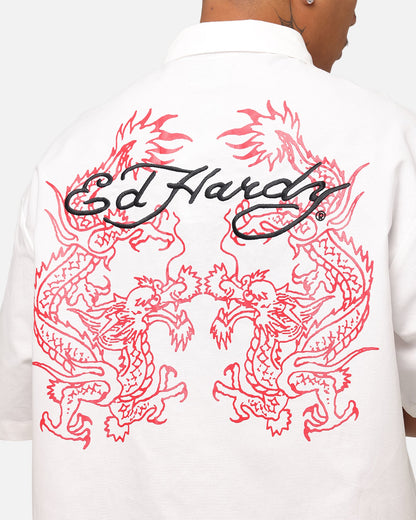 Ed Hardy Dragon Zip Shirt Off White