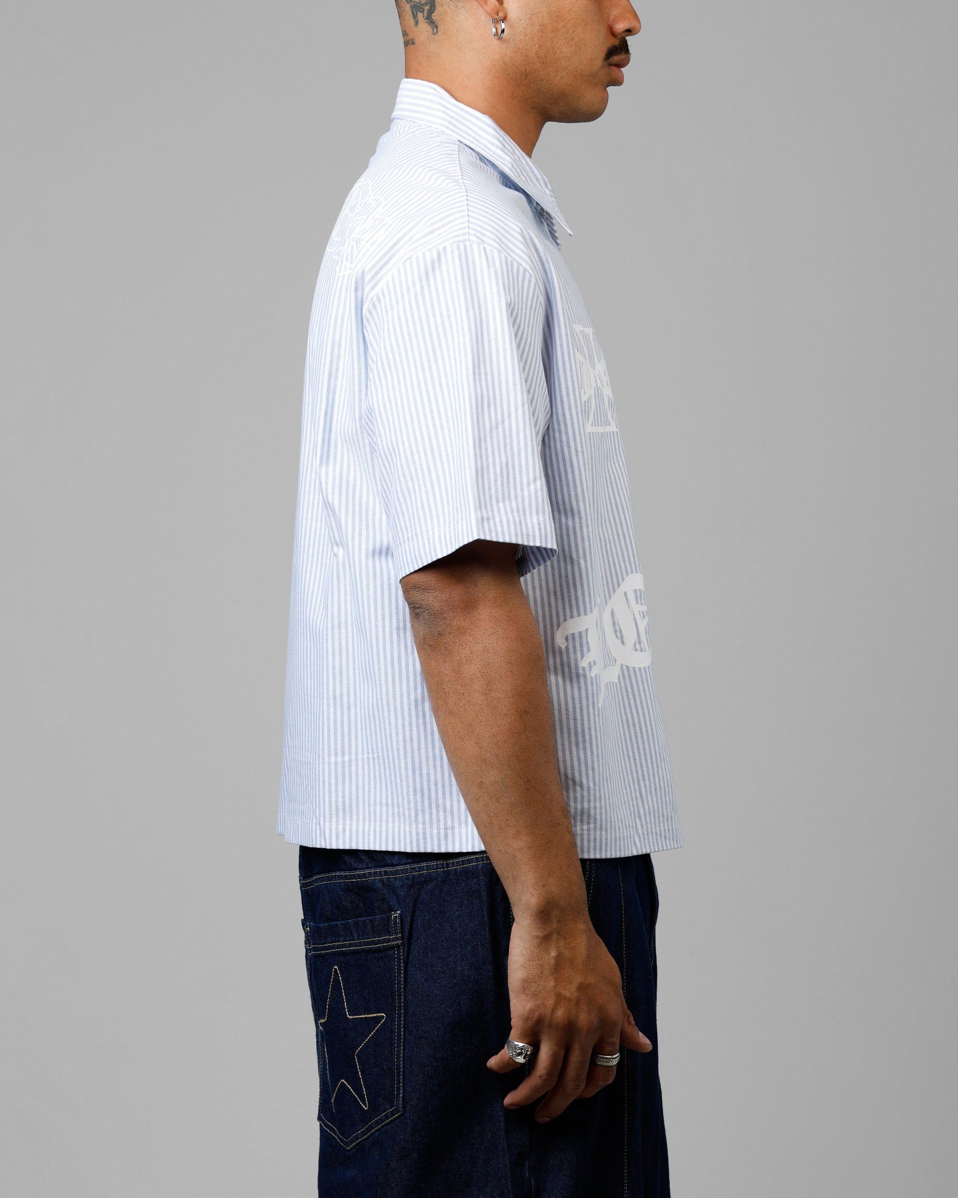 Loiter Chopper Work Shirt Blue/White