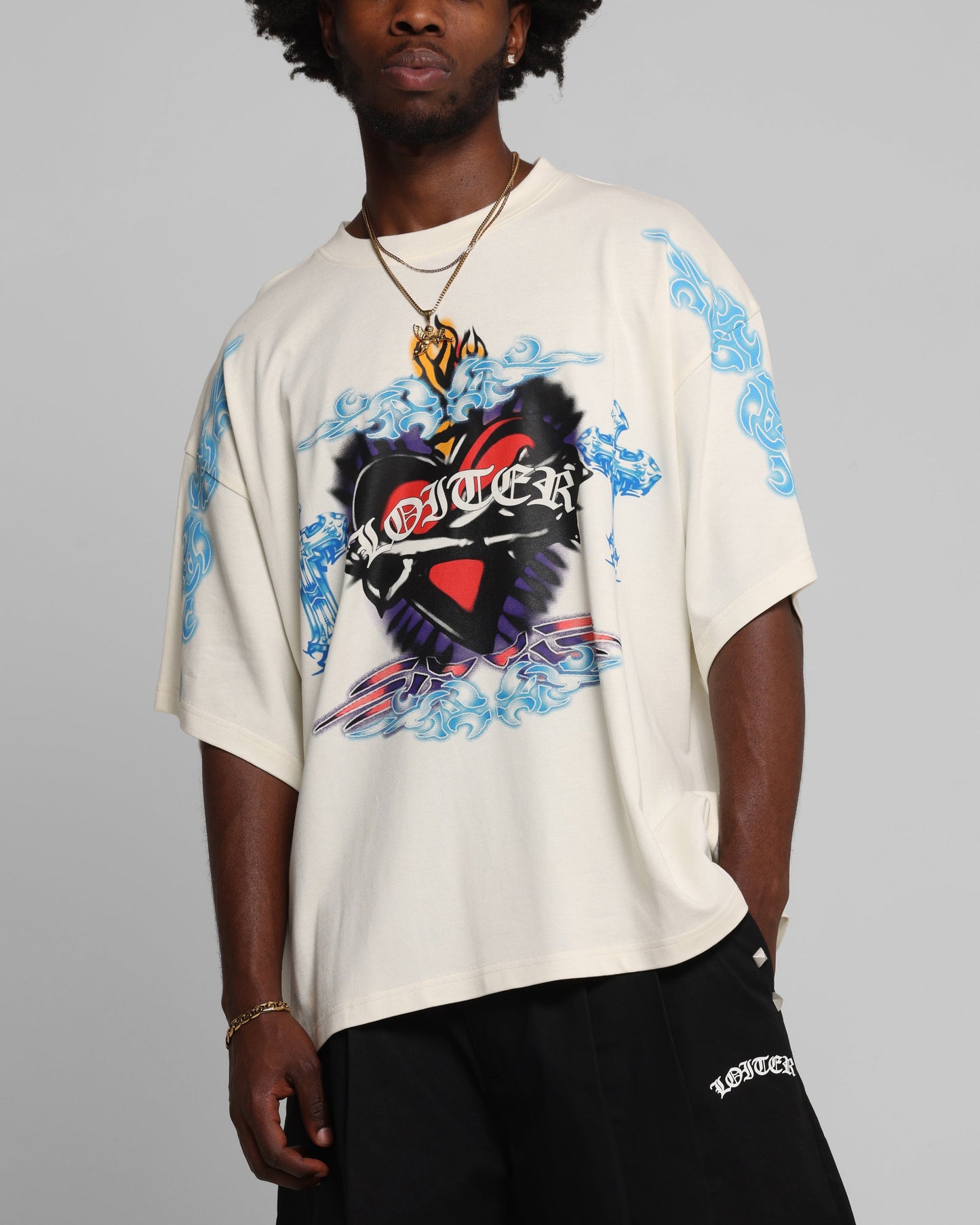 Loiter Hearts T-Shirt Off White