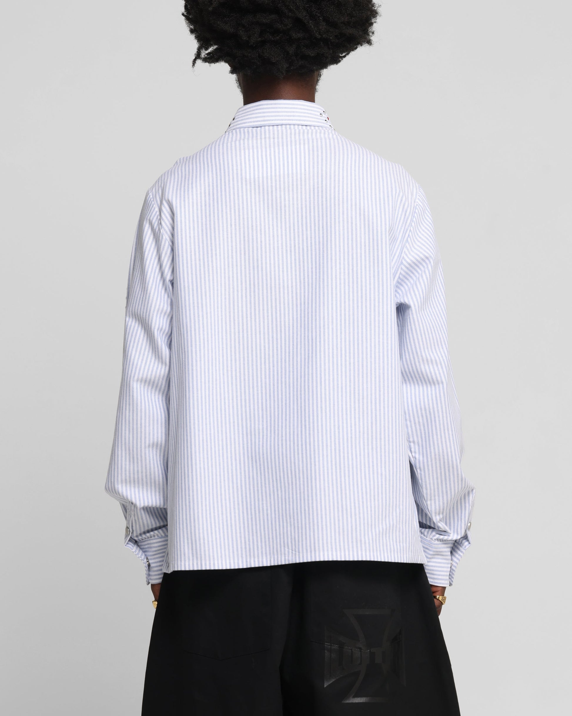 Loiter Western Long Sleeve Button Up Shirt Blue/White