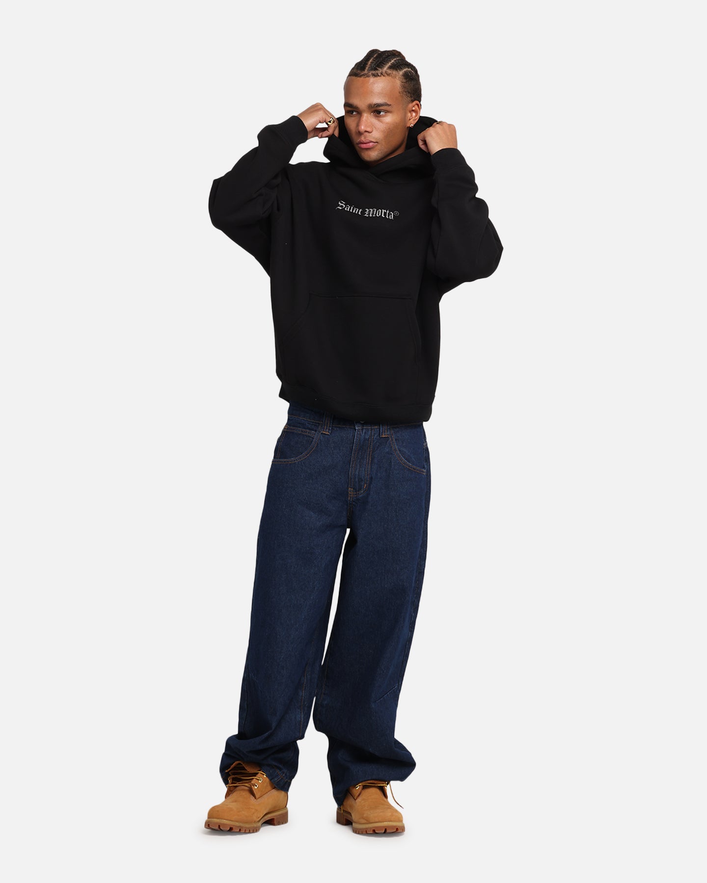Saint Morta Weiry Hearts Boxy Hoodie Black