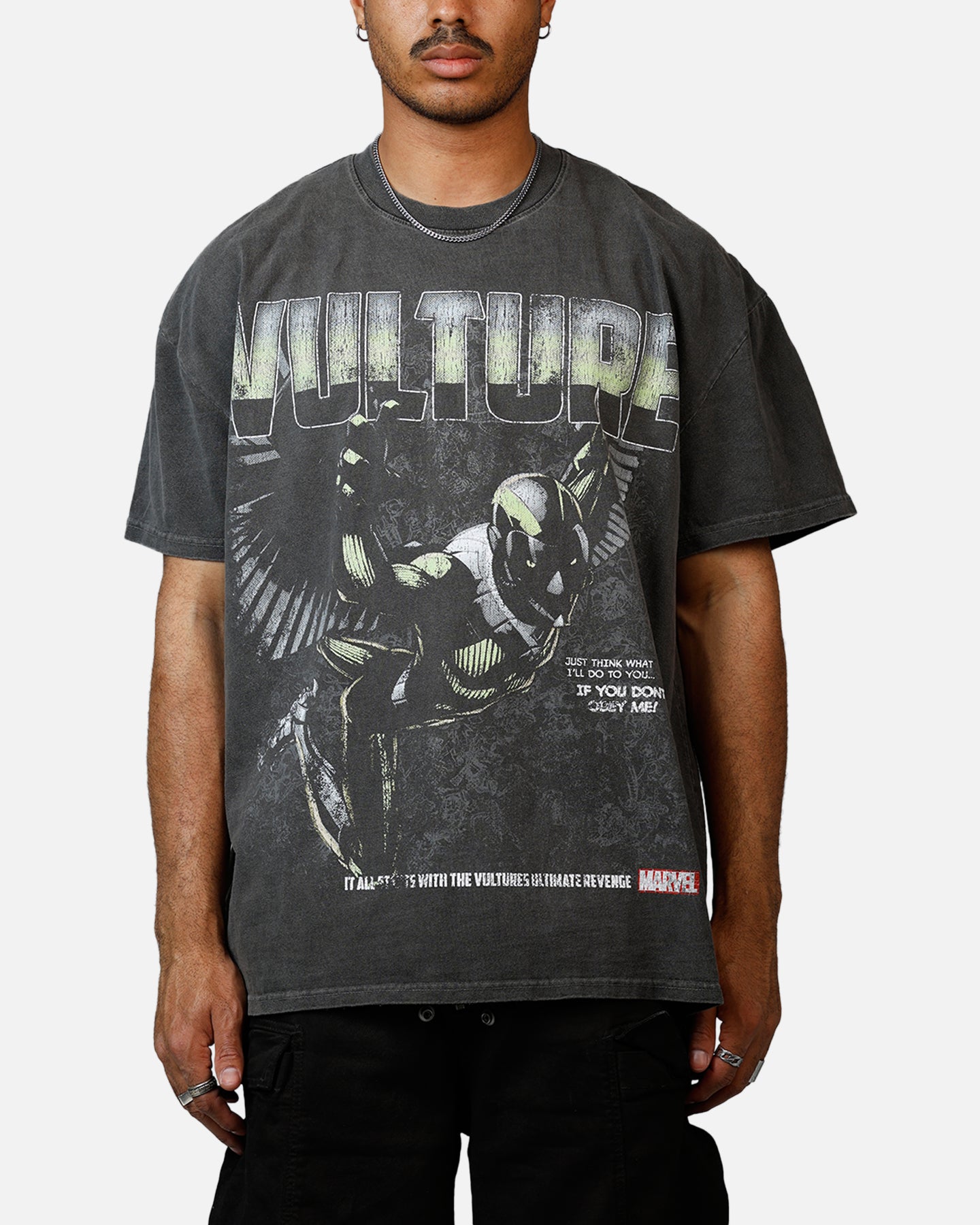 Goat Crew Marvel Villians Vulture Heavy T-Shirt Black Wash