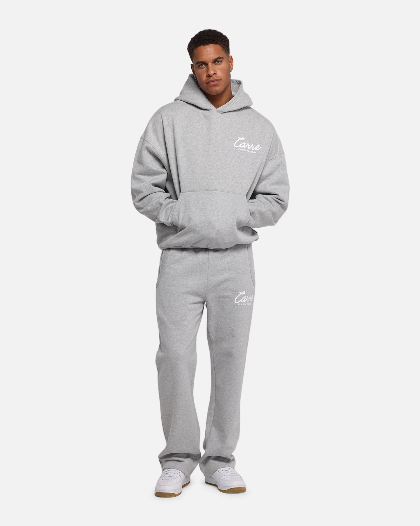 Carre Prestige Script Hoodie Grey Marle