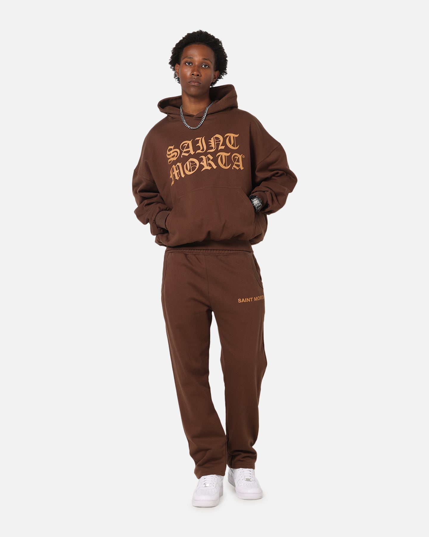 Saint Morta Sacred Script Hoodie Brown