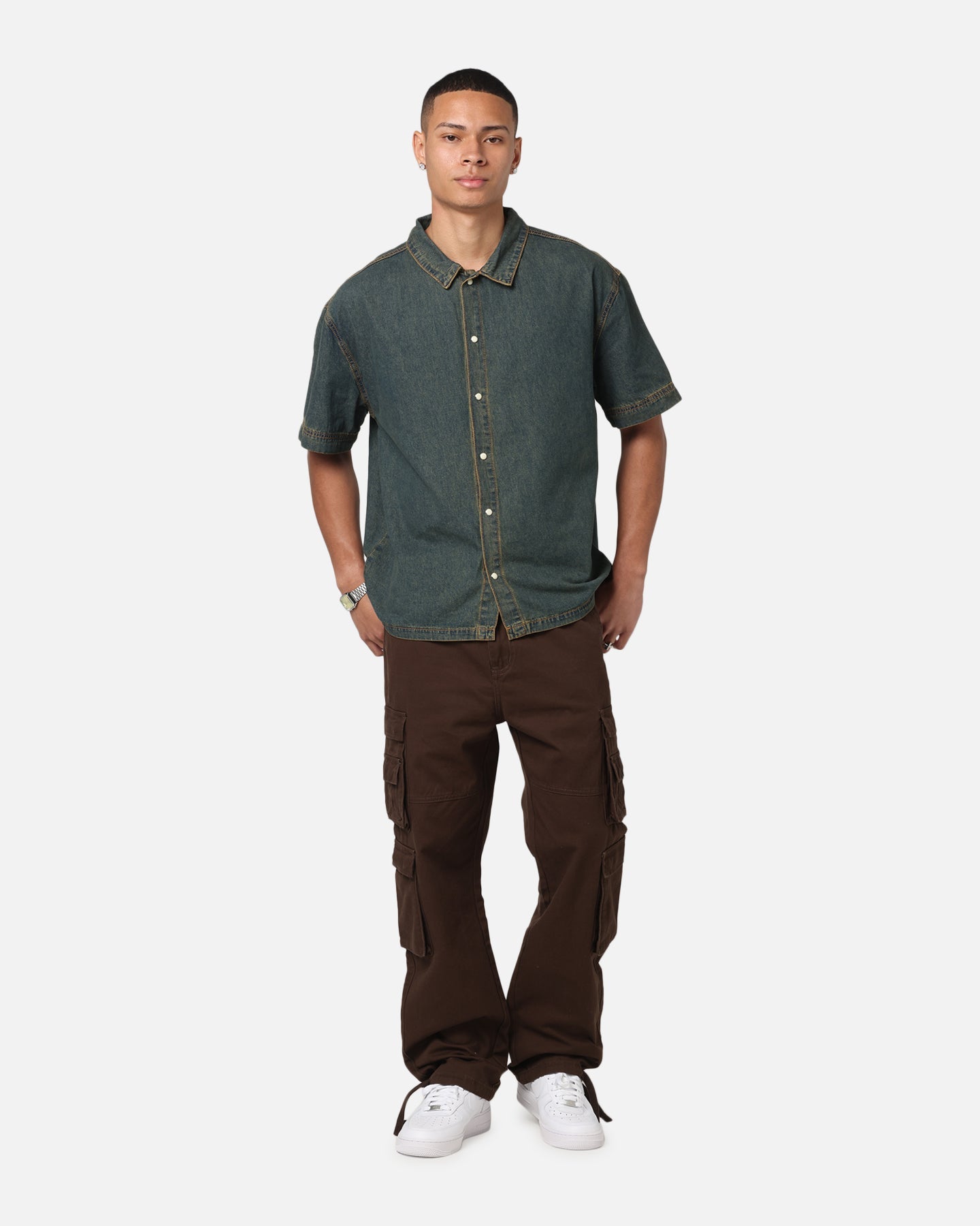 Saint Morta Gothic Noir Button Up Shirt Light Blue
