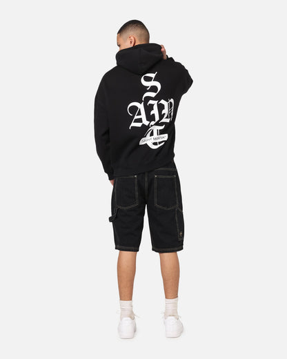 Saint Morta Gothic Stack Boxy Hoodie Black