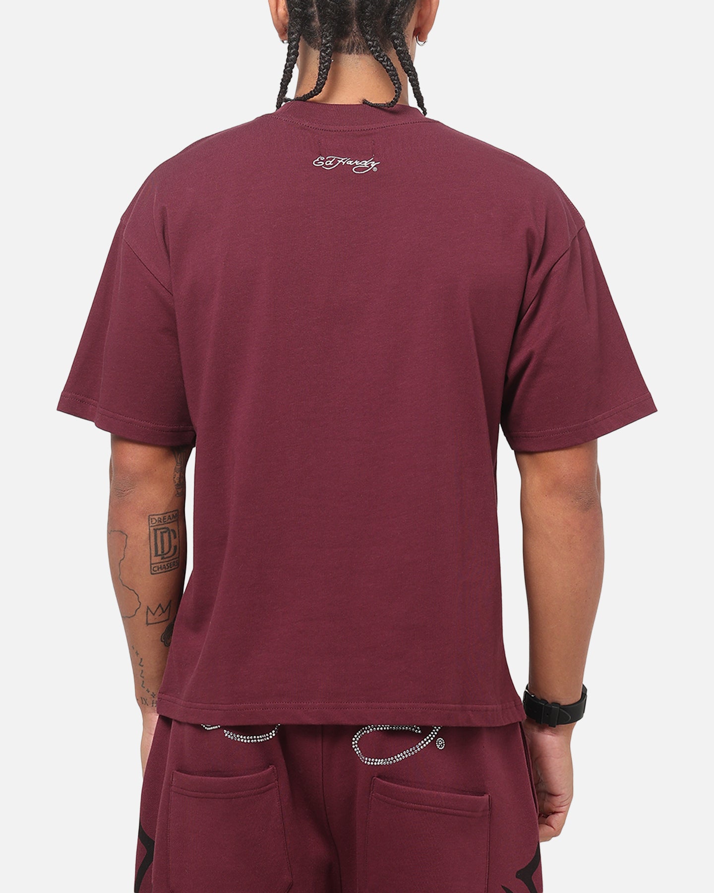 Ed Hardy Trinity Rhinestone T-Shirt Plum