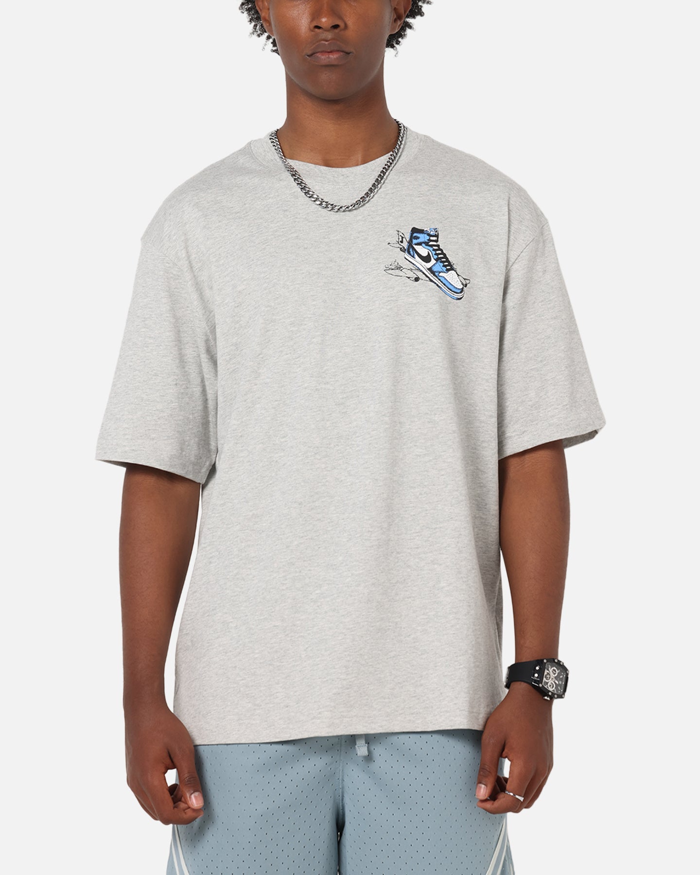 Jordan AJ1 North Carolina T-Shirt Grey Heather/White
