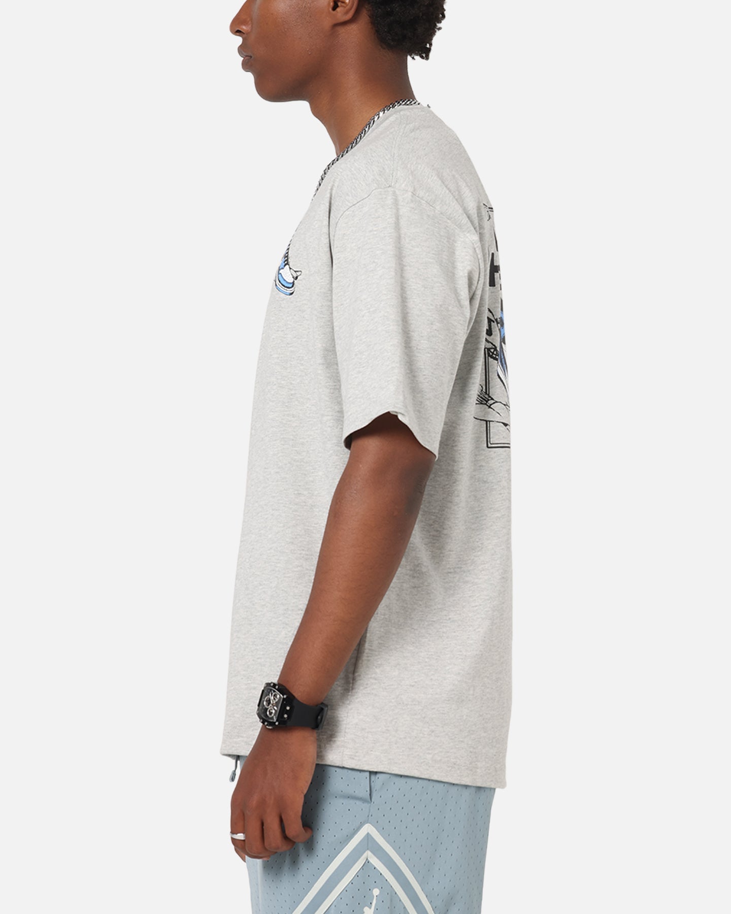 Jordan AJ1 North Carolina T-Shirt Grey Heather/White
