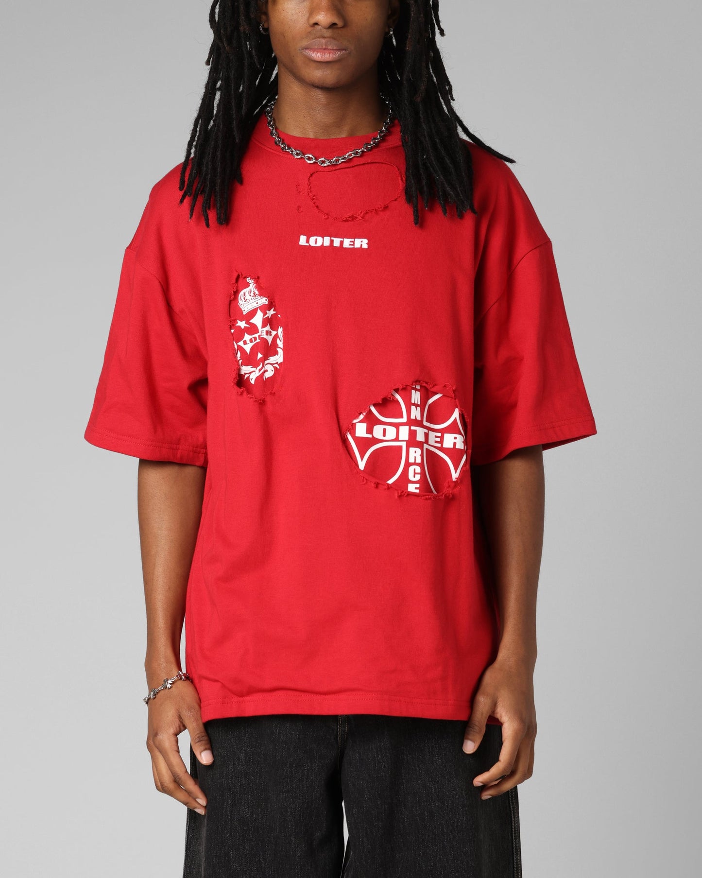Loiter Destruction T-Shirt Red