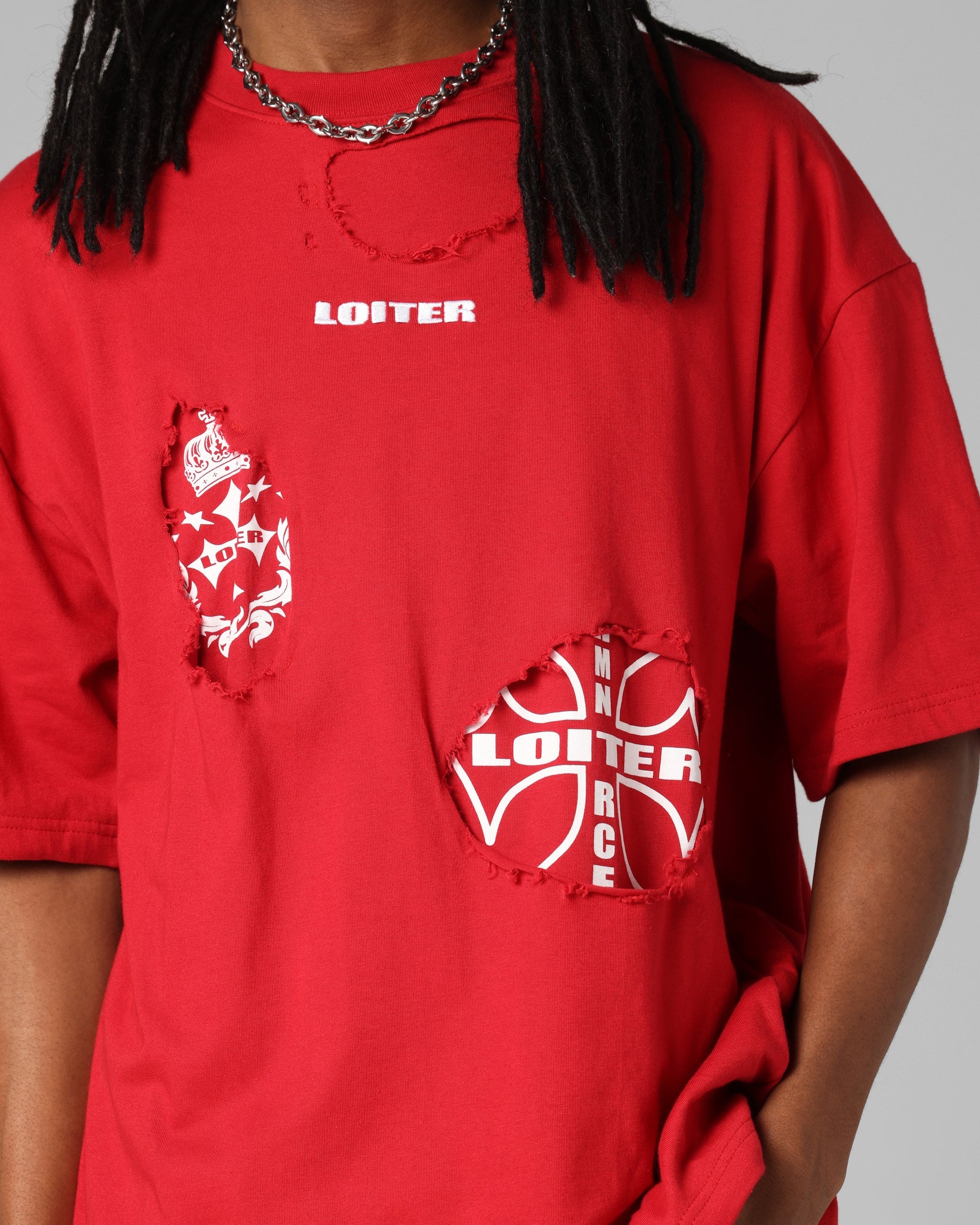 Loiter Destruction T-Shirt Red