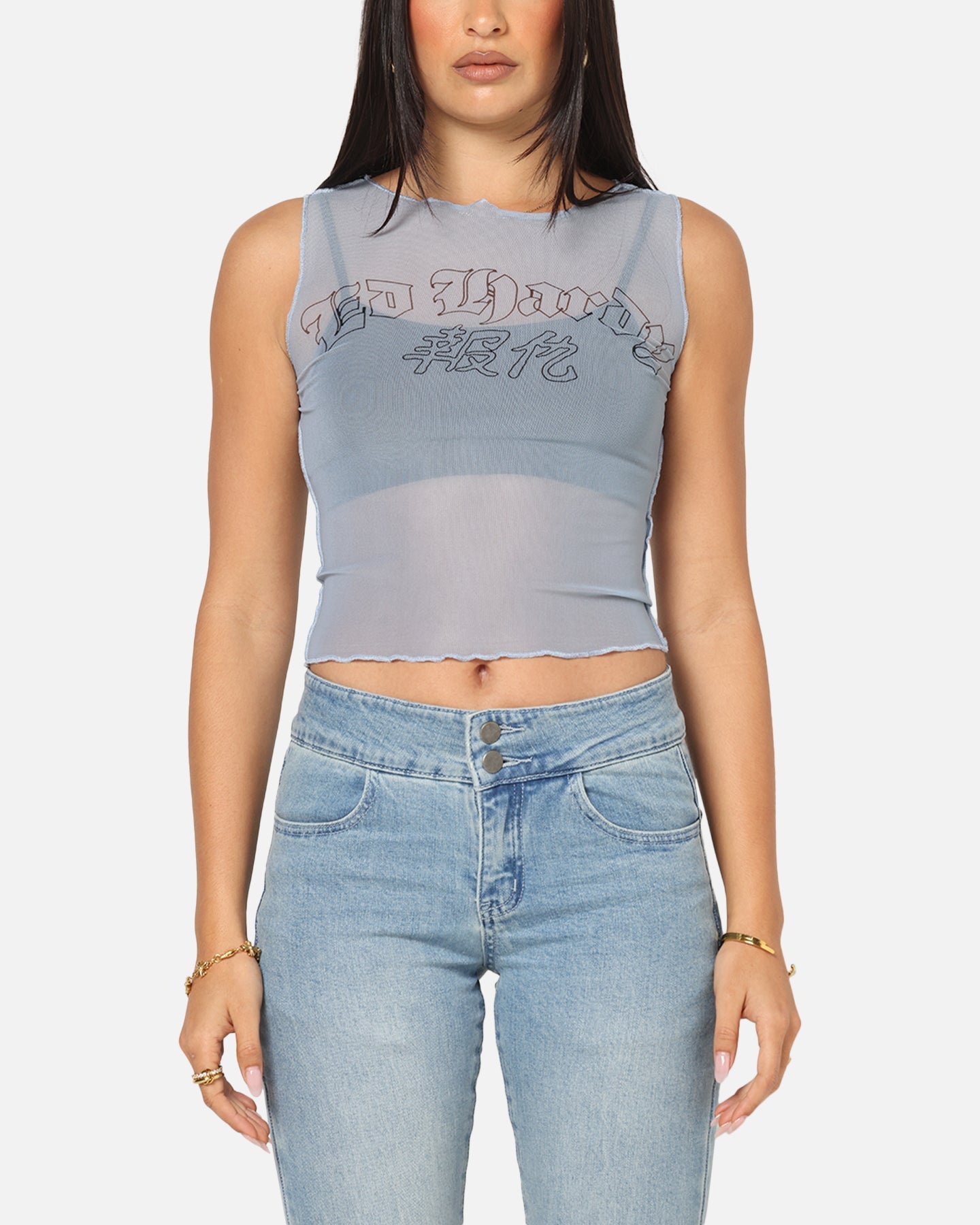 Ed Hardy Women's Revenge Mesh Top Blue
