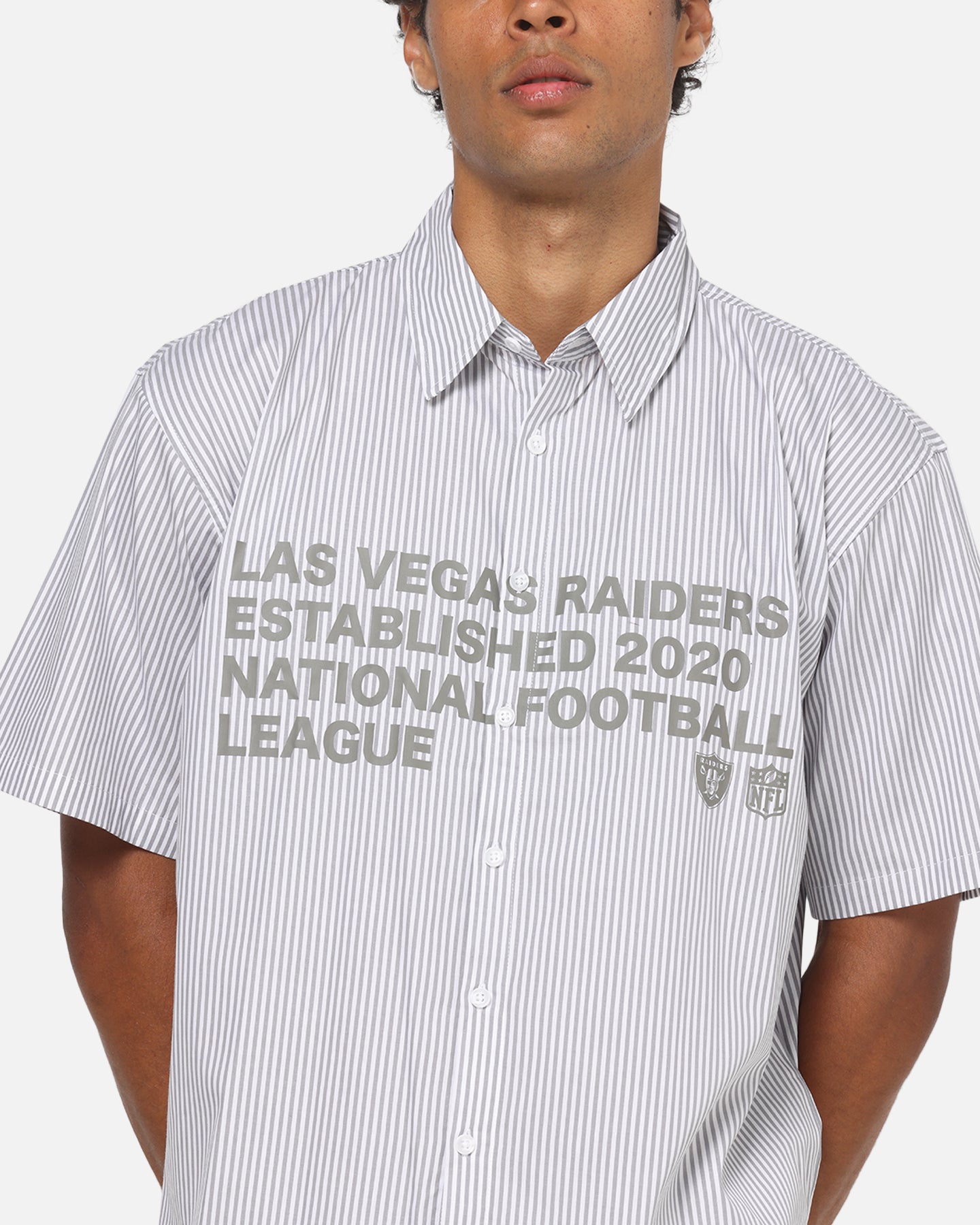 Majest Athletic Las Vegas Raiders Graphic Boxy Shirt White/Navy