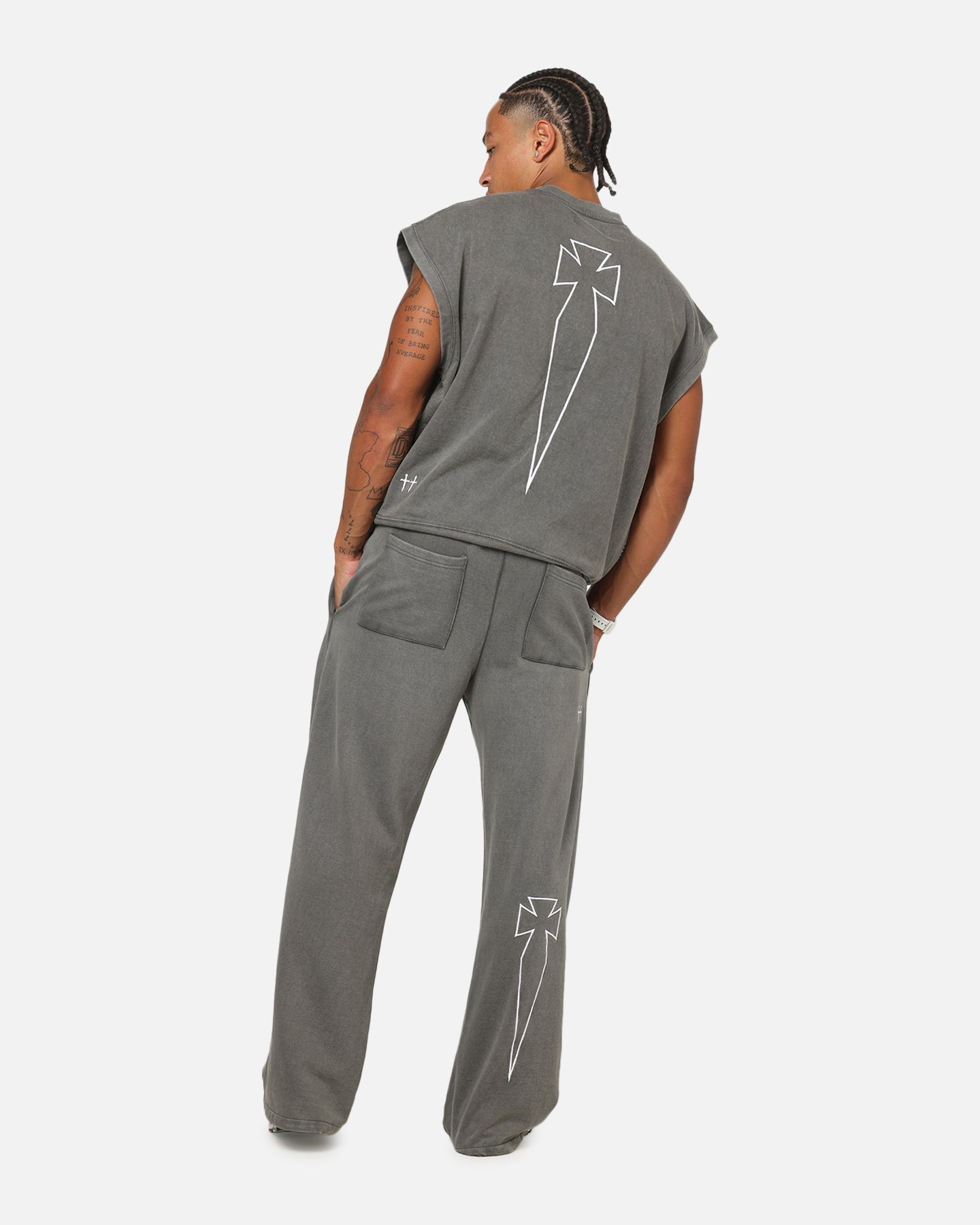 Saint Morta Athletc Cut Off Sweat T-Shirt Washed Charcoal