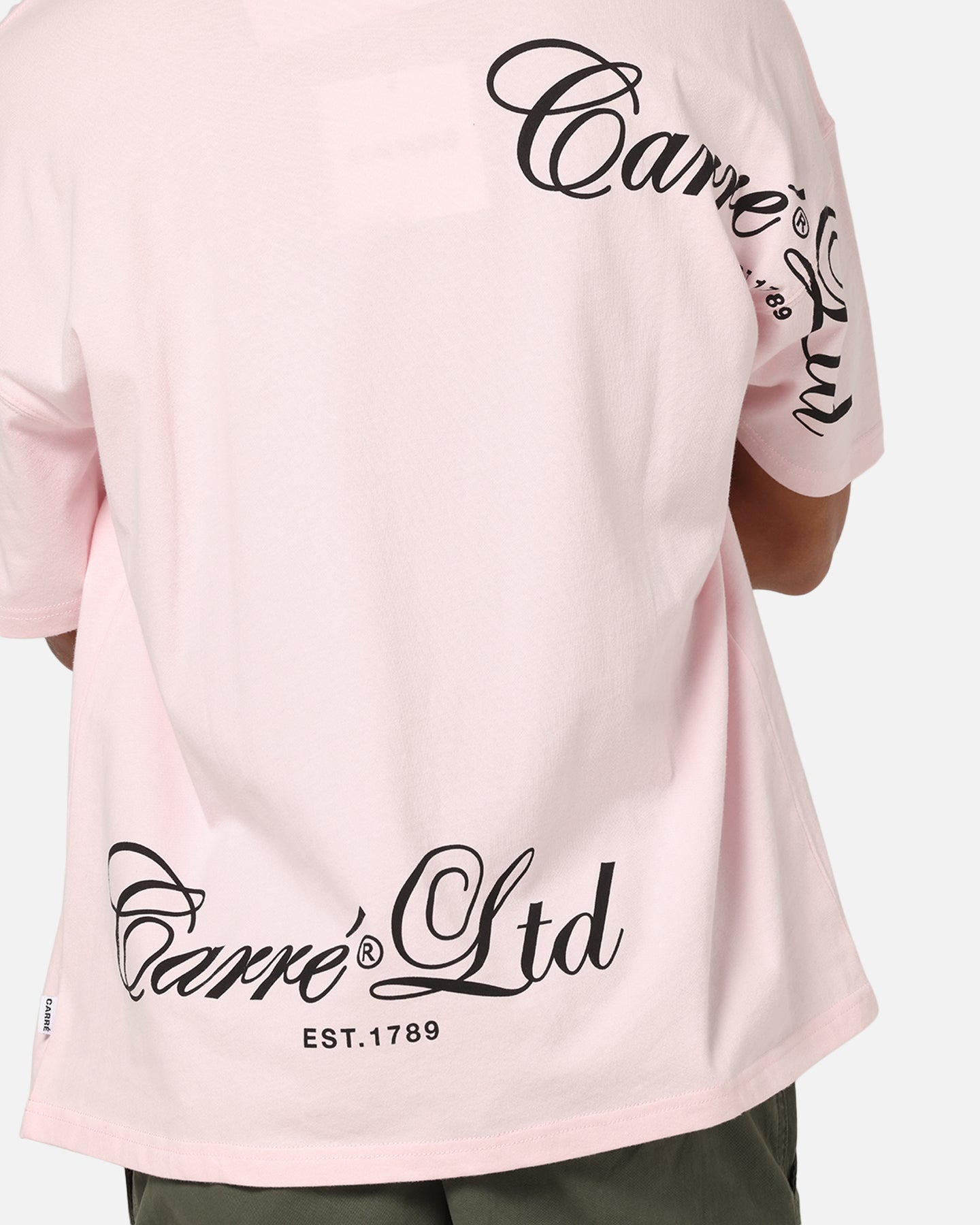 Carre Side Script Oversized T-Shirt Pink