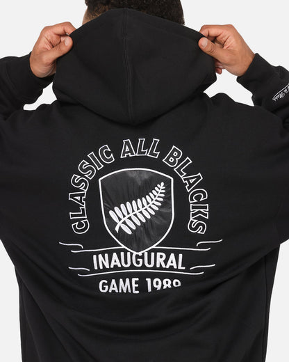 Mitchell & Ness All Blacks Rugby Union Classic Silver Fern Hoodie Solid Black
