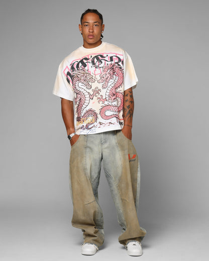 Loiter Dragon Rhinestone T-Shirt White