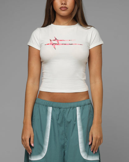 Loiter Women's Hybrid Baby T-Shirt White