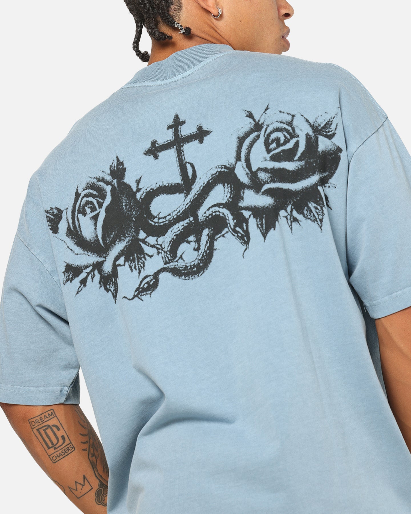 Saint Morta Conviction Mock Neck T-Shirt Denim Blue