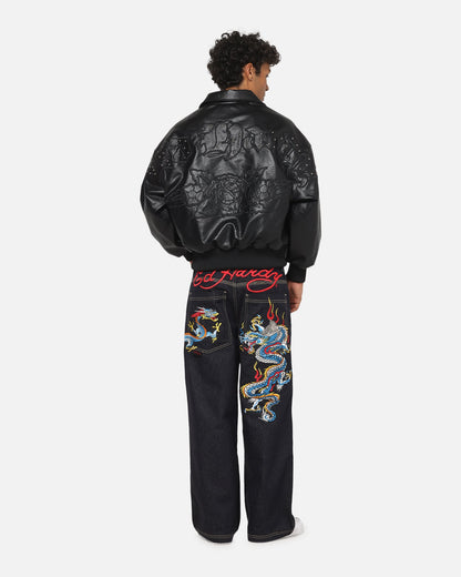 Ed Hardy Studded Bomber Jacket Black