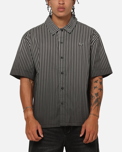 Saint Morta Vela Pinstripe Button Up Shirt Black/White