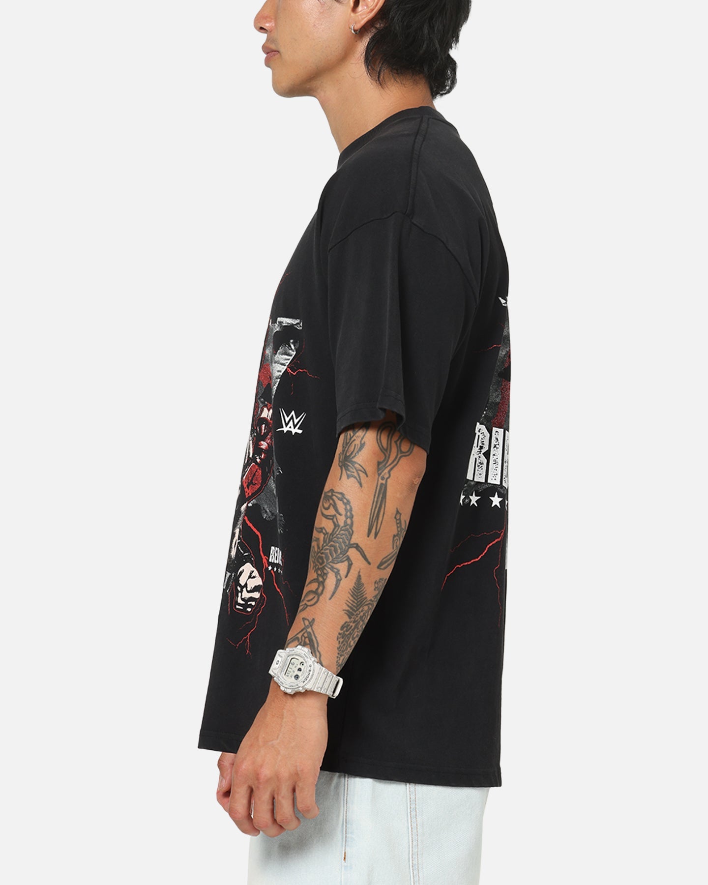 73Studio X WWE Roman Reigns Vintage T-Shirt Black Acidwash