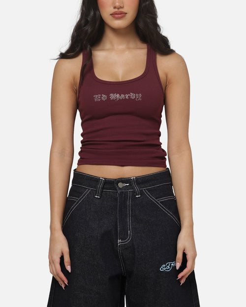 Ed Hardy Women's Signature Rhinestone Tank Plum