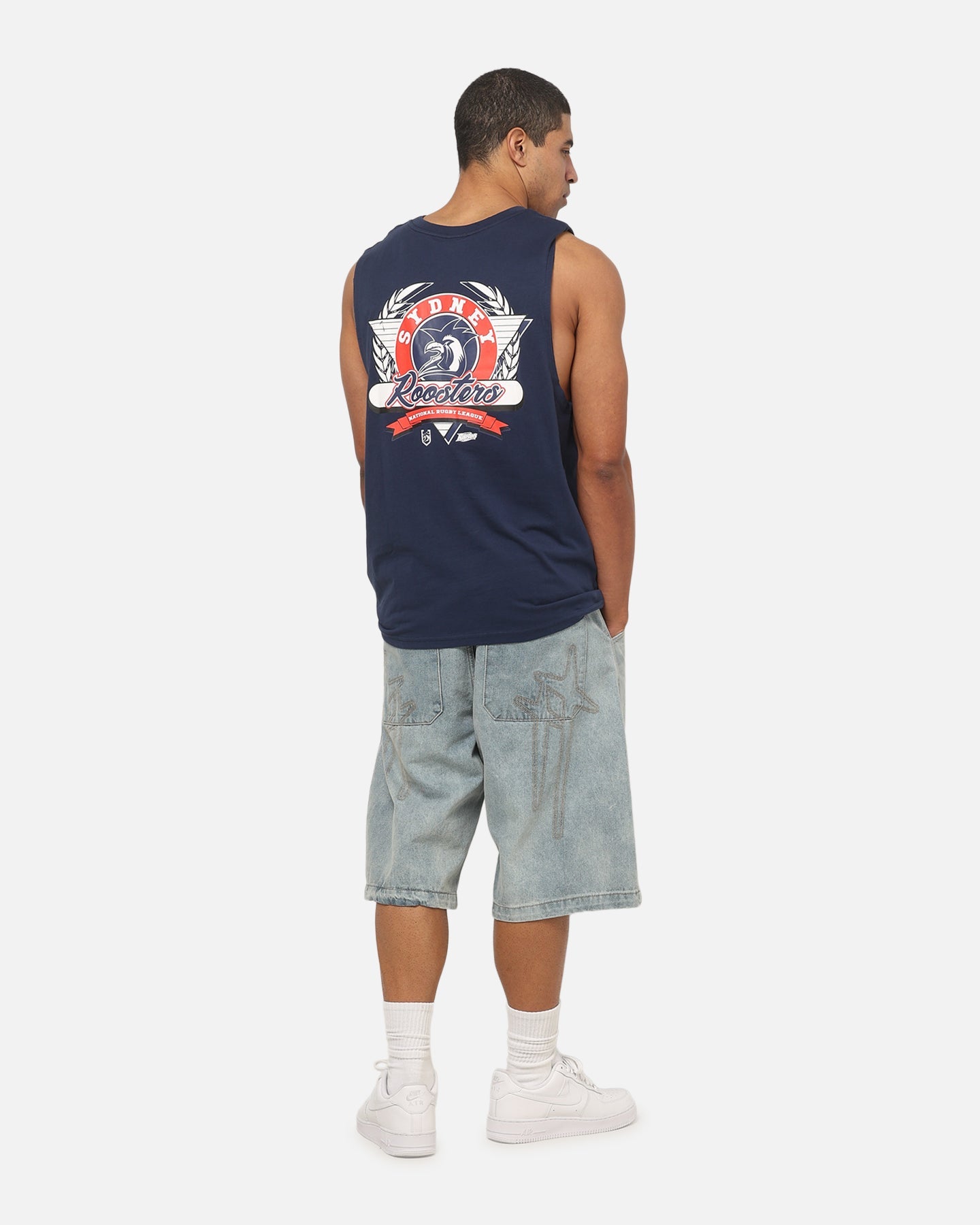 Bleacher Athletic Sydney Roosters NRL Adult Muscle T-Shirt Navy