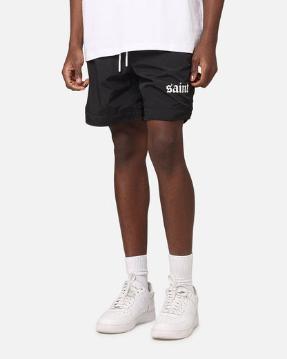 Saint Morta Gothic Nylon Shorts Black