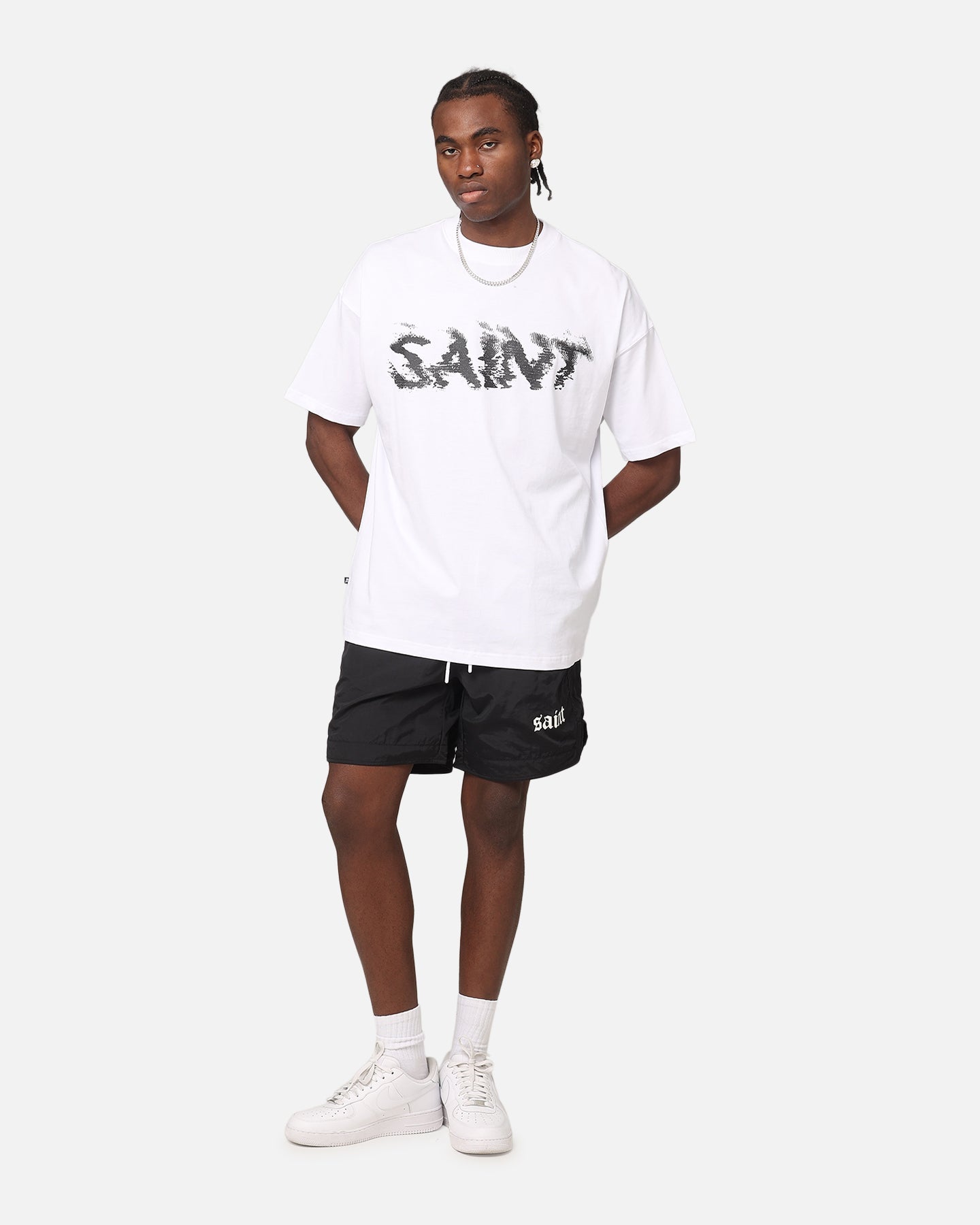 Saint Morta Gothic Nylon Shorts Black
