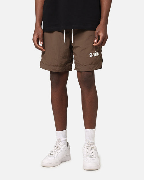 Saint Morta Gothic Nylon Shorts Chocolate