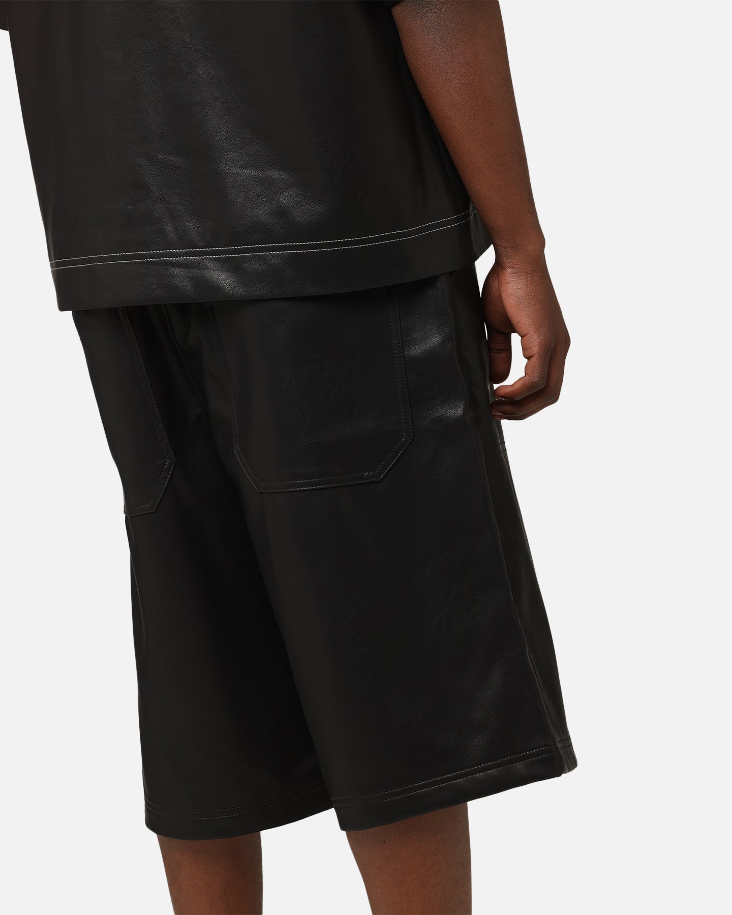 Loiter Motor PU Leather Shorts Black