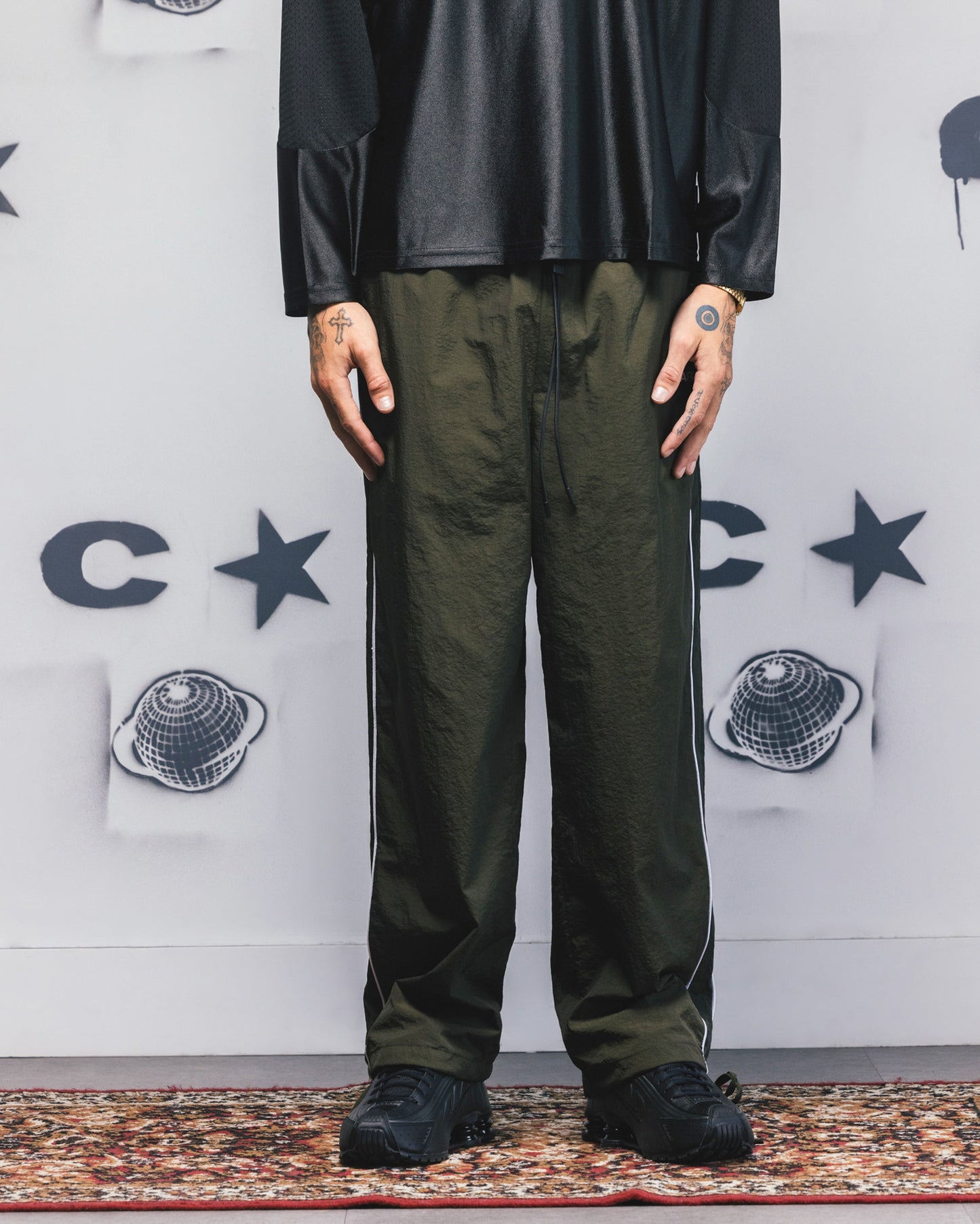 Carre Rally Panelled Nylon Joggers Khaki