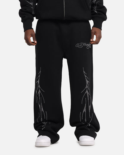 Ed Hardy Cyber Rhinestone Track Pants Black