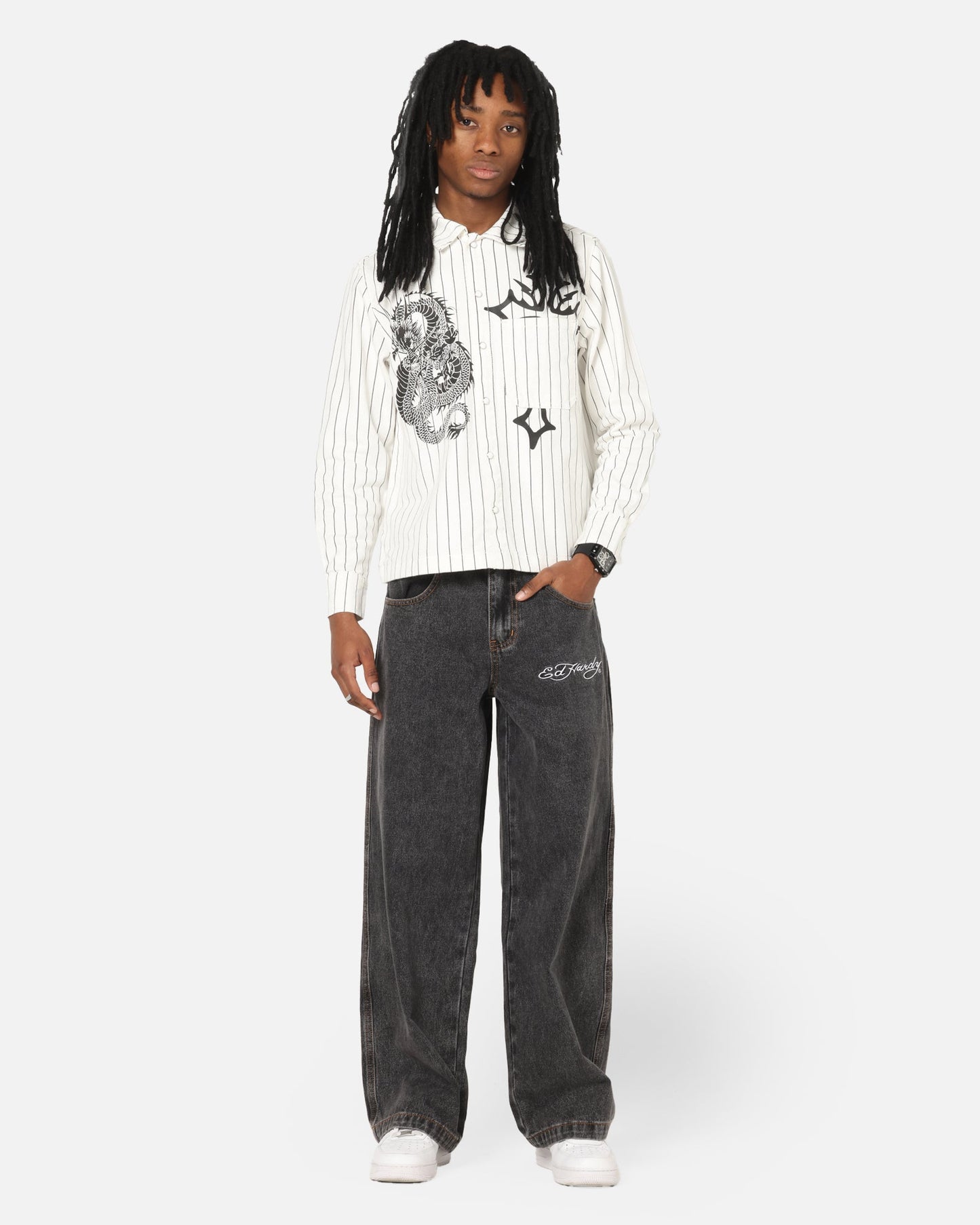 Ed Hardy Wide Leg Jeans Black