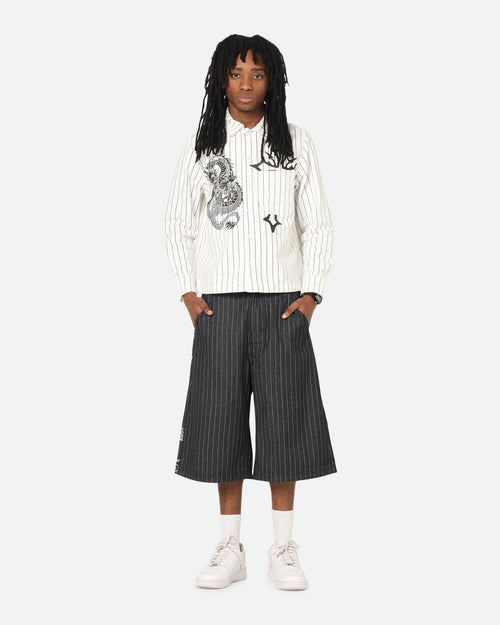 Ed Hardy Shinjuku Jorts Black Pinstripe