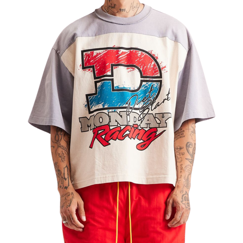 DSM "Racing" Yoke Tee-Antique White/Grey