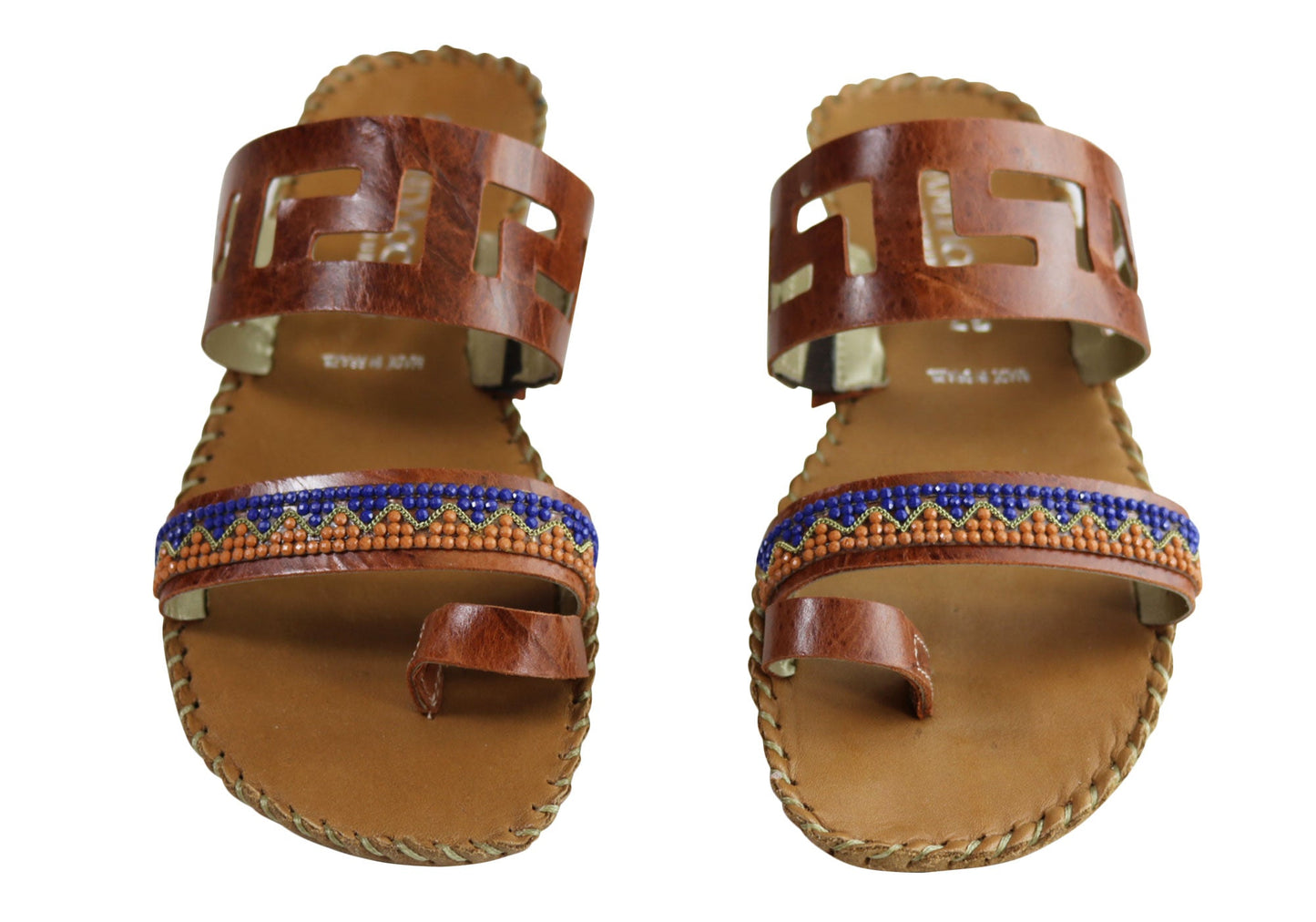 Andacco Energie Womens Comfortable Leather Flat Sandals Made In Brazil