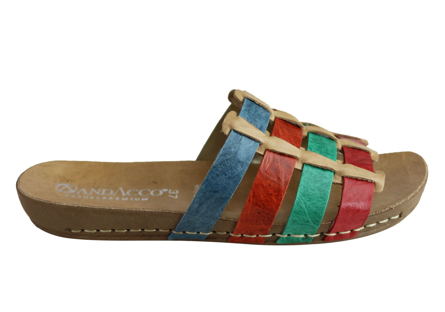 Andacco Sorrento Womens Comfort Leather Slide Sandals Made In Brazil