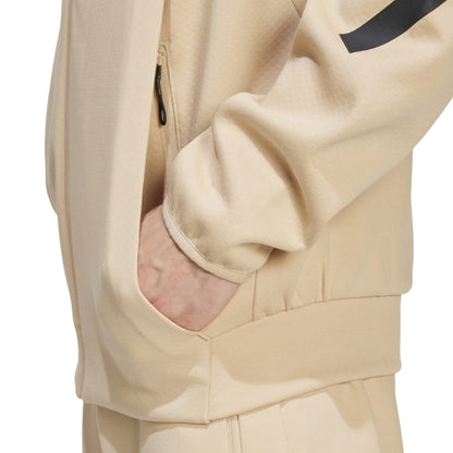 Adidas Men Z.N.E. Full Zip Hooded Track Jacket Beige JF2445