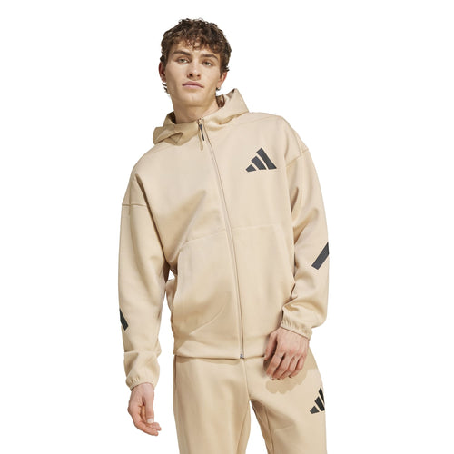 Adidas Men Z.N.E. Full Zip Hooded Track Jacket Beige JF2445