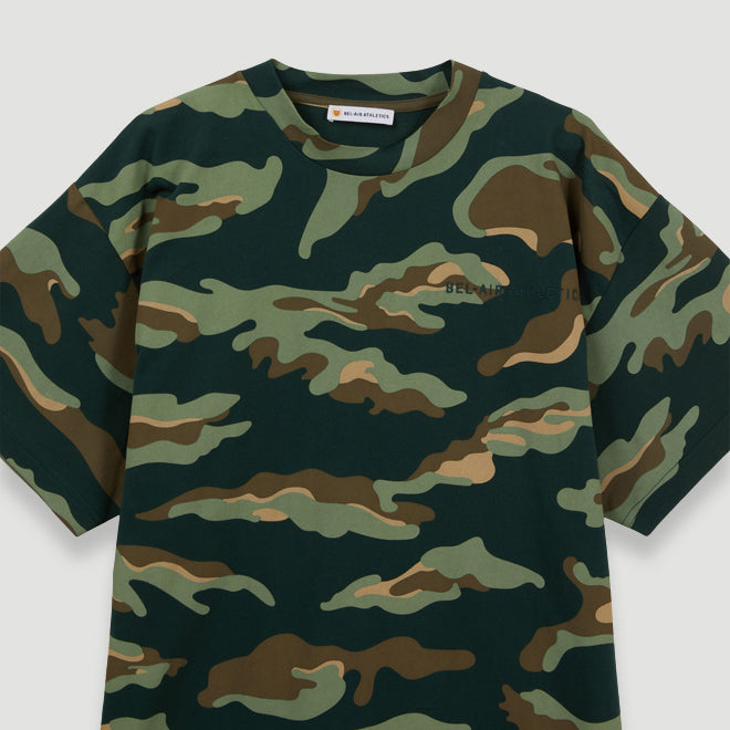 Bel-Air Athletics Men Camo Regular T-Shirt Emb Logo Military Green